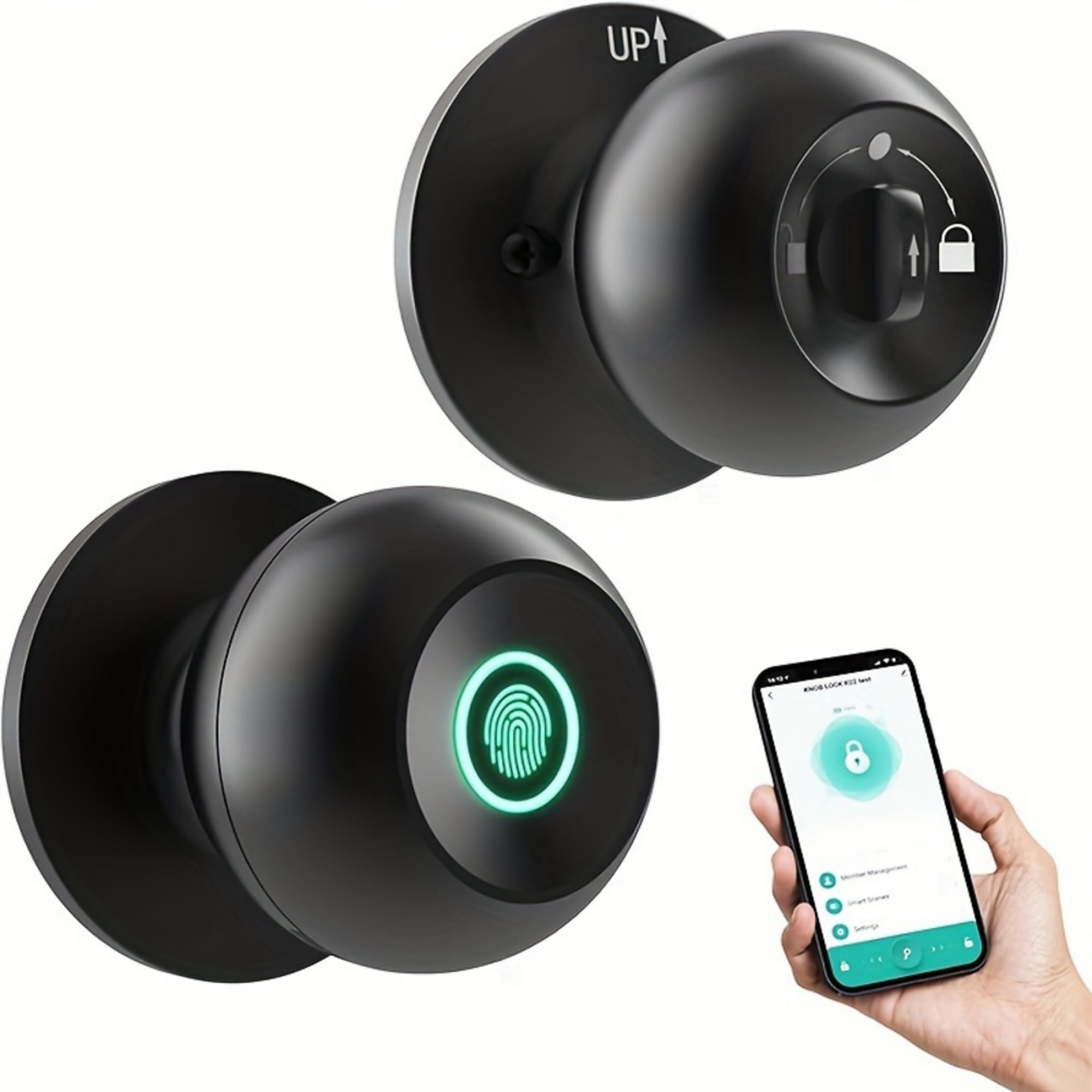 3 in 1 Corded Stainless Steel Smart Lock Deadbolt, Keyless Entry Door Lock with Fingerprint, APP in Black